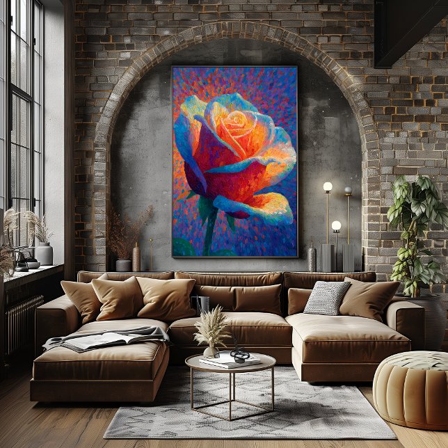 Poster Arte Floral de Rosa Pontilhista Radiante (Criador carregado)