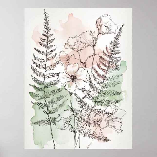 Poster Arte floral delicada para novos proprietários de c (Frente)
