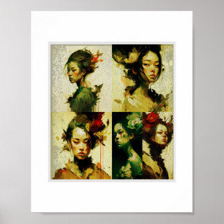 Poster Arte floral digital y estética oscura.