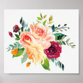 Poster Arte Floral em Aquarela Vintage País Spray