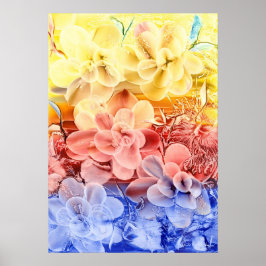 Poster Arte Floral Fantasia Pintada à Mão - Amarelo Verme