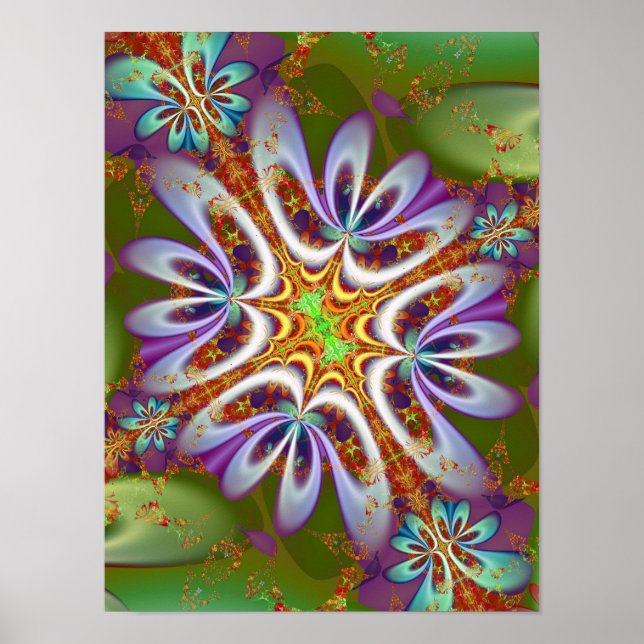 Poster Arte Floral Fractal (Frente)