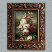 Arte Floral Francês Vintage Rosa e Branco Peônia