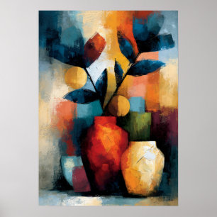 Poster Arte Floral Geométrica Japonesa Ikebana Moderna