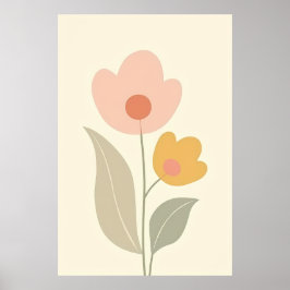 Poster Arte Floral Mínima Boho Abstrato