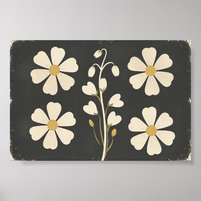 Poster Arte Floral Minimalista Branca (Frente)