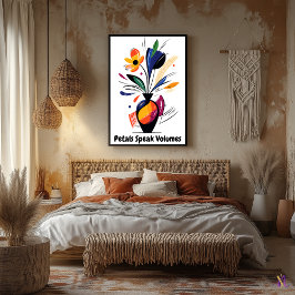 Poster Arte Floral Minimalista Motivacional Abstrata