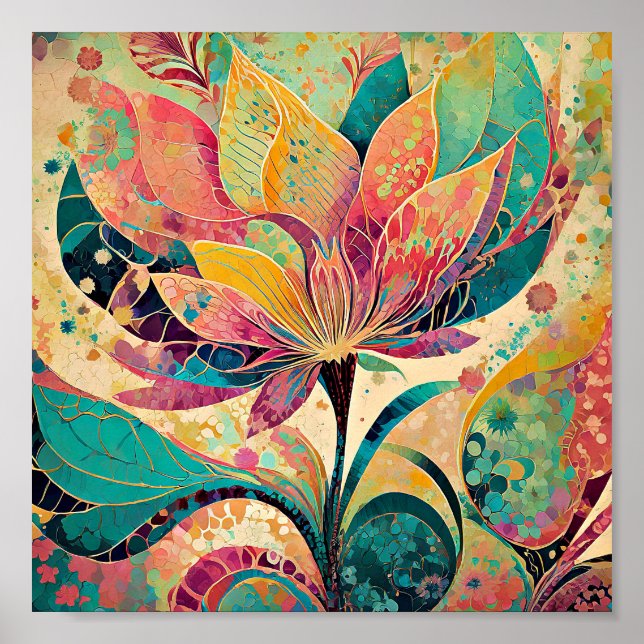 Poster Arte floral moderna abstrata (Frente)