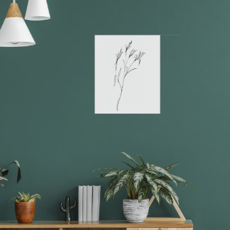 Poster Arte floral moderna em linha elegante estética sof