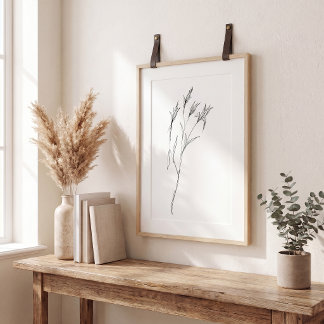 Poster Arte floral moderna em linha elegante estética sof