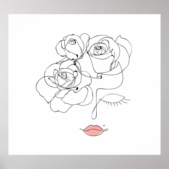 Poster Arte Floral: Mulher Mínima. (Frente)