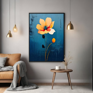 Poster Arte Floral Negrito com Flor Abstrato