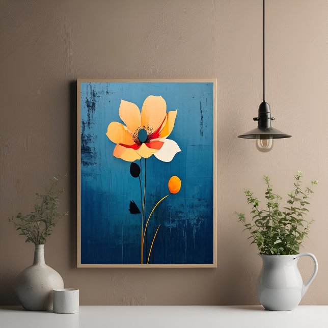 Póster Arte Floral Negrito com Flor Abstrato (Criador carregado)