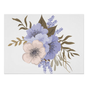 Póster Arte Floral Rosa Vintage Flores Botânicas Retrô