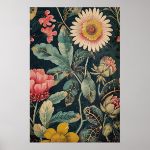 Poster Arte Floral Tradicional Indiana Vintage – Impressã