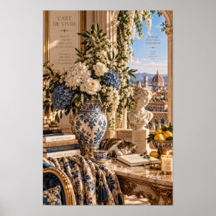 Poster Arte Floral Vintage de Florença para Parede