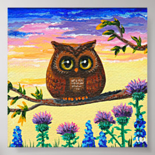 Póster Arte Floresta da Coruja Caprichosa Creationarts