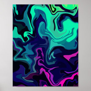 Poster Arte Fluida Abstrata com Cores Vibrantes