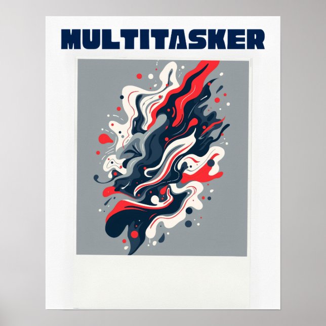 Poster Arte Fluida Abstrata Multitarefa - Retro Moderno (Frente)