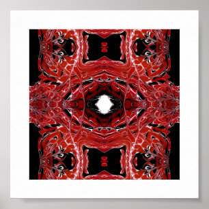 Poster Arte Fluida Abstrata Vermelha Labiríntica em Acríl