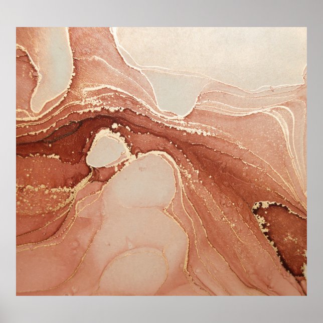 Poster Arte Fluida De Luxo: Fusão De Mármore-Ink (Frente)