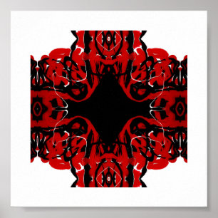 Poster Arte Fluida de Pintura Acrílica Abstrata Vermelha 