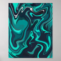 Arte Fluido Abstrato com Redemoinhos de Azul-turqu