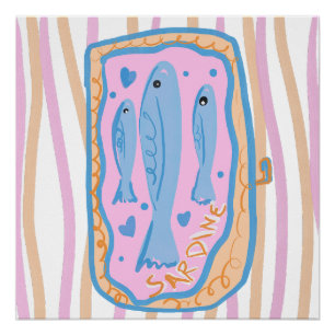 Póster Arte Fofo de Sardinha