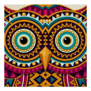 Póster Arte Folclórica de Olhos de Coruja