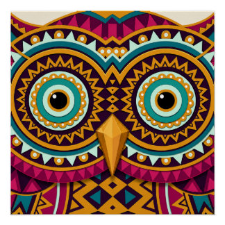 Póster Arte Folclórica de Olhos de Coruja
