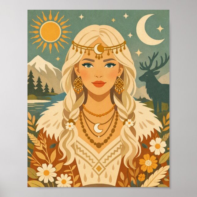 Poster Arte Folclórica Escandinava (Frente)