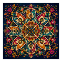 ARTE FOLCLÓRICA MANDALA FLORAL DESIGN CIRCULAR BOT