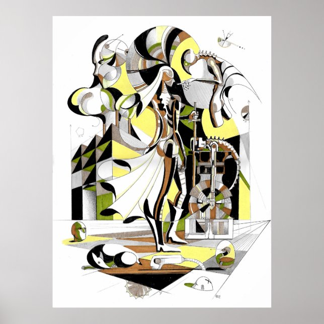 Poster Arte forjada de tinta com espada (Frente)