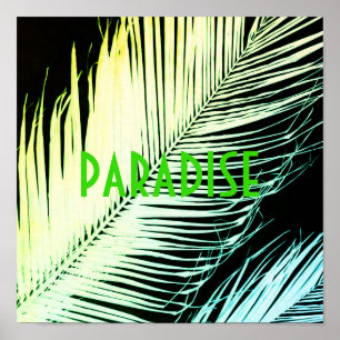 Poster arte fotográfica do paraíso das folhas tropicais