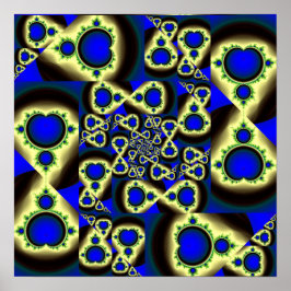 Poster Arte Fractal Abstrata Mosaico Mandelbrot Dourado