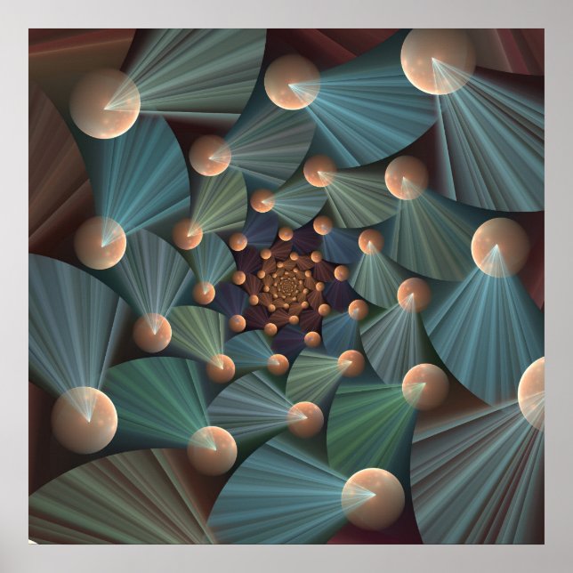 Poster Arte Fractal abstrato com Azul De Chapa Marrom Pro (Frente)