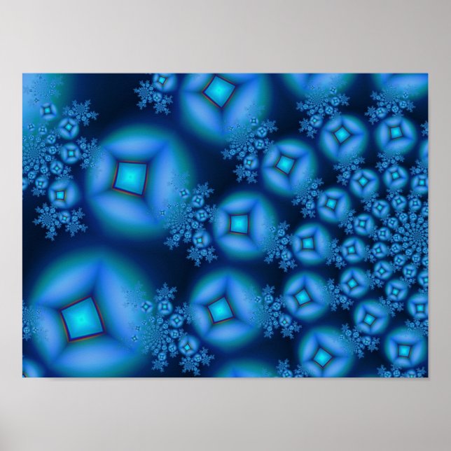 Póster Arte Fractal Bela Azul Diamond (Frente)