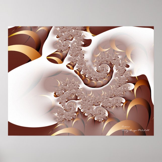 Poster Arte Fractal Crema Legal Abstrato-Fine (Frente)