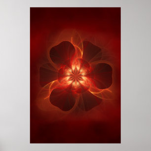 Póster Arte Fractal da Flor de Fogo