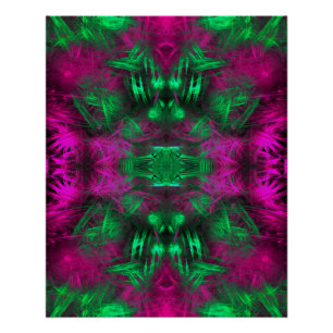 Póster Arte Fractal de Energia Neon Psicodélica