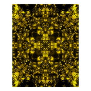 Póster Arte Fractal de Energia Sagrada Dourada