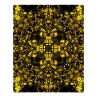 Póster Arte Fractal de Energia Sagrada Dourada
