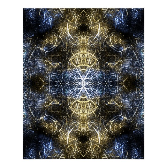 Póster Arte Fractal de Geometria Sagrada com Plasma Doura (Frente)