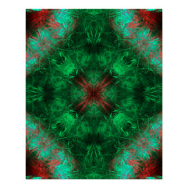 Póster Arte Fractal de Geometria Sagrada Esmeralda