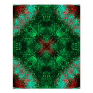 Póster Arte Fractal de Geometria Sagrada Esmeralda
