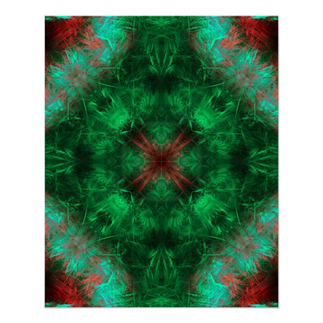 Póster Arte Fractal de Geometria Sagrada Esmeralda (Frente)