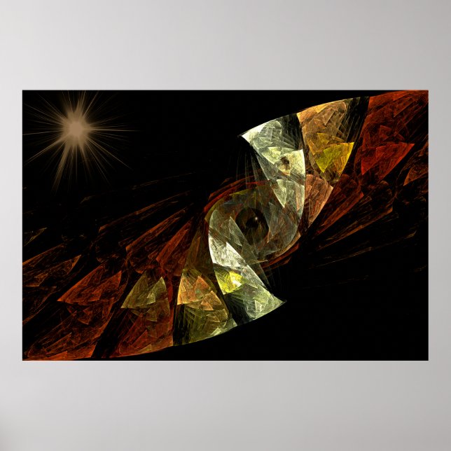 Poster Arte Fractal de Lulas do Mar Profundo (Frente)