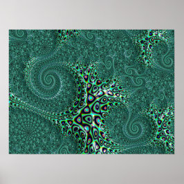 Poster Arte Fractal De Octopus Molhado Brilhante
