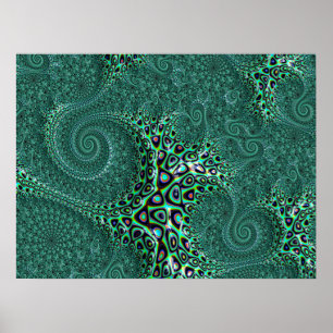 Poster Arte Fractal De Octopus Molhado Brilhante