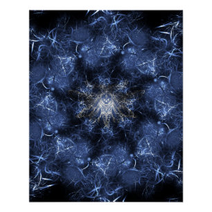 Póster Arte Fractal de Plasma Azul Elétrico